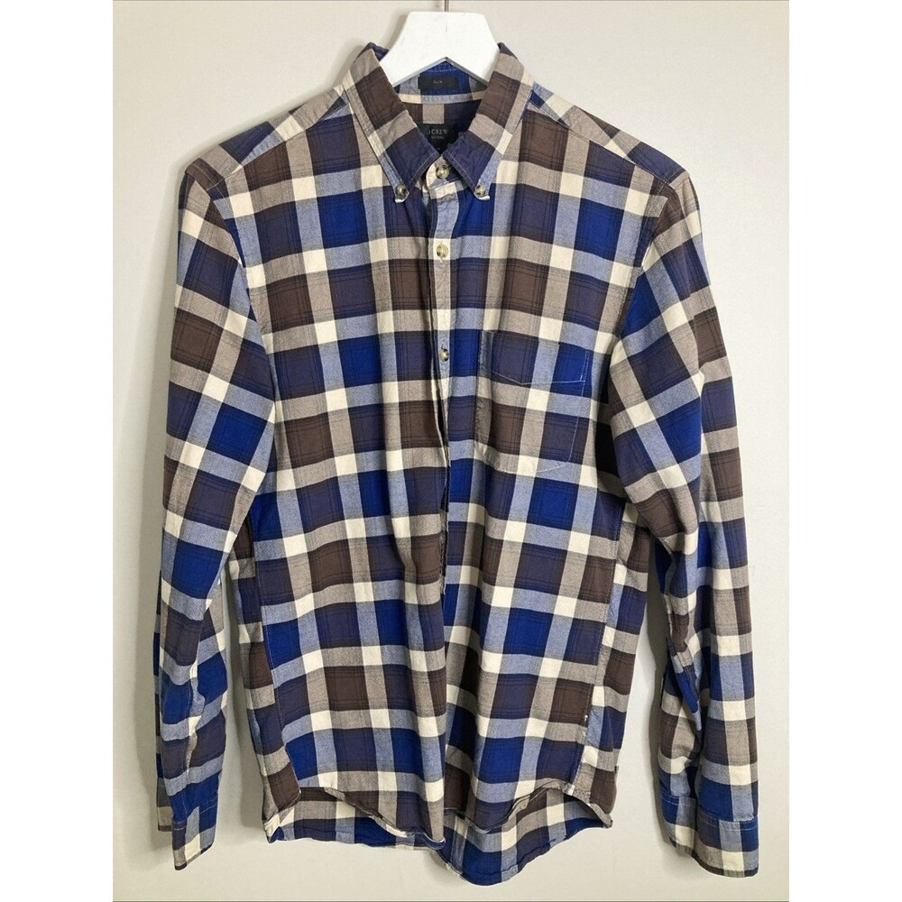 J Crew Mens Slim Fit Oxford Shirt M Button Down Square Plaid 100% Cotton Classic
